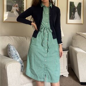 J. crew Factory Green Striped Shirt Dress